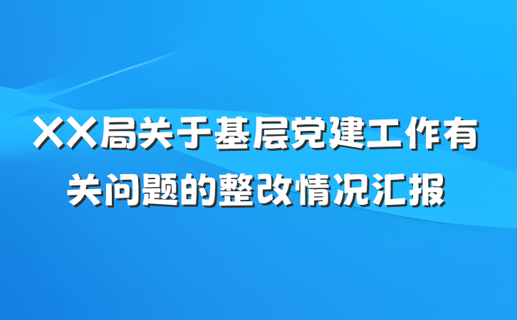 XX局关于基层党建工作有关问题的整改情况汇报