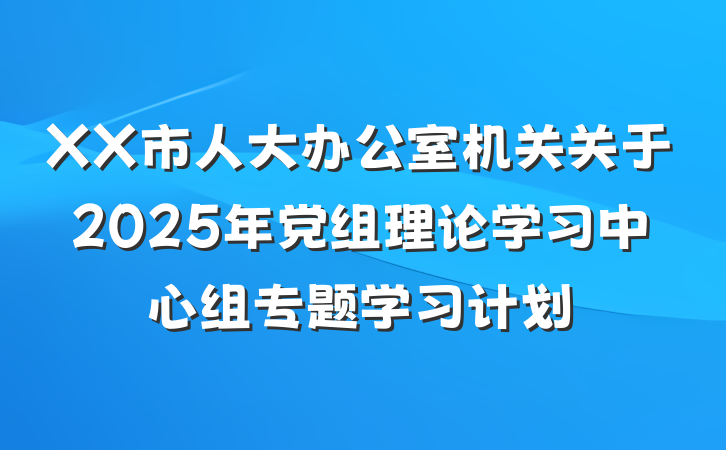 XX市人大办公室机关关于2025年党组理论学习中心组专题学习计划