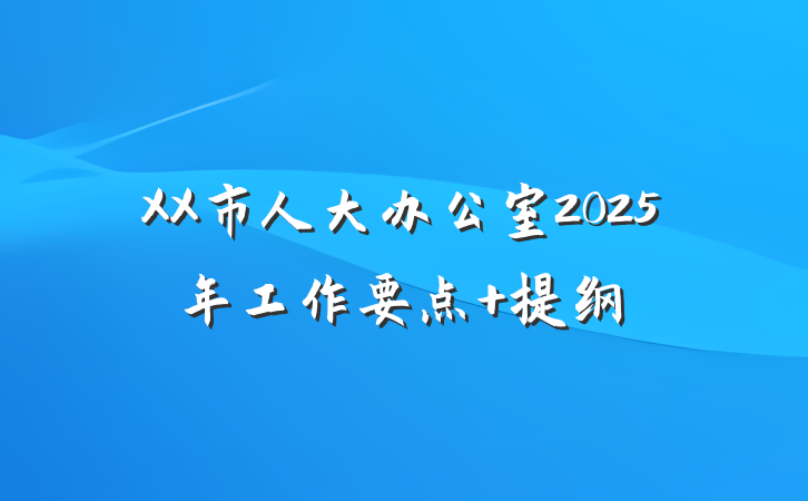 XX市人大办公室2025年工作要点 提纲