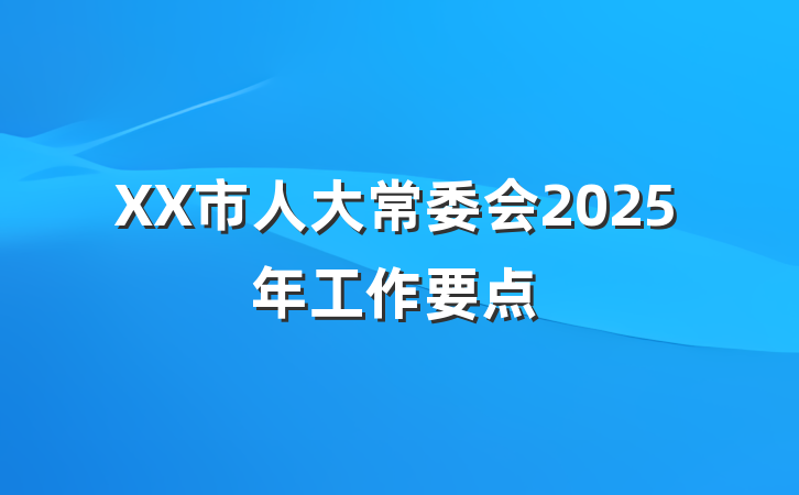 XX市人大常委会2025年工作要点