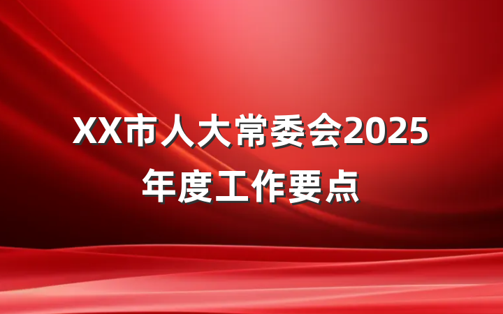 XX市人大常委会2025年度工作要点