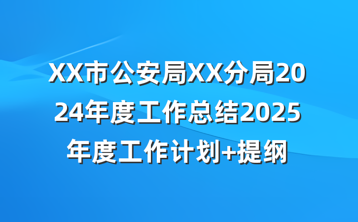 XX市公安局XX分局2024年度工作总结2025年度工作计划 提纲