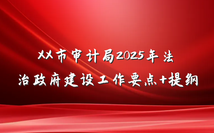 XX市审计局2025年法治政府建设工作要点 提纲