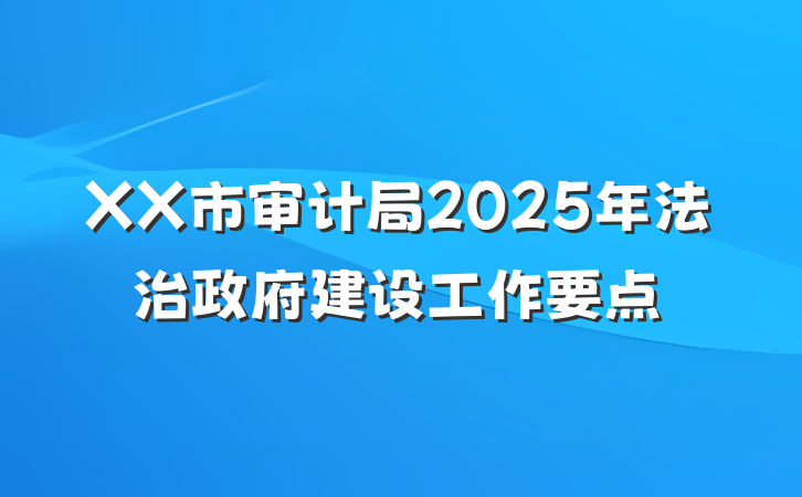 XX市审计局2025年法治政府建设工作要点