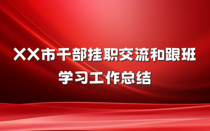 XX市干部挂职交流和跟班学习工作总结