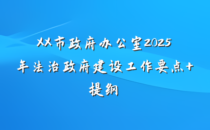 XX市政府办公室2025年法治政府建设工作要点 提纲