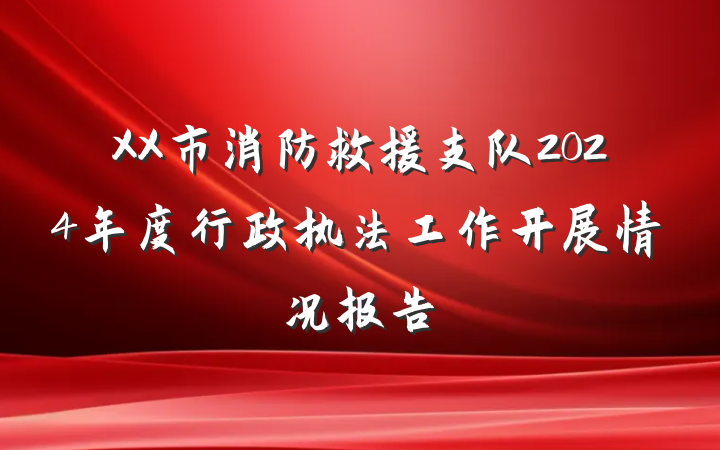 XX市消防救援支队2024年度行政执法工作开展情况报告