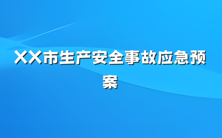 XX市生产安全事故应急预案