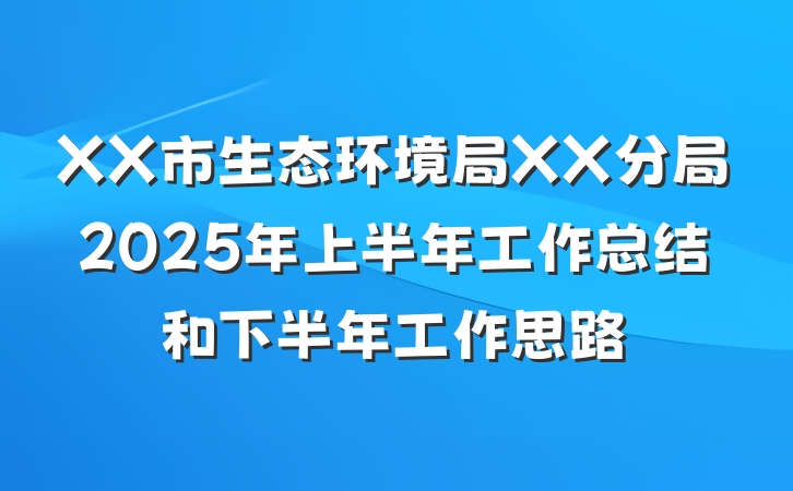 XX市生态环境局XX分局2025年上半年工作总结和下半年工作思路