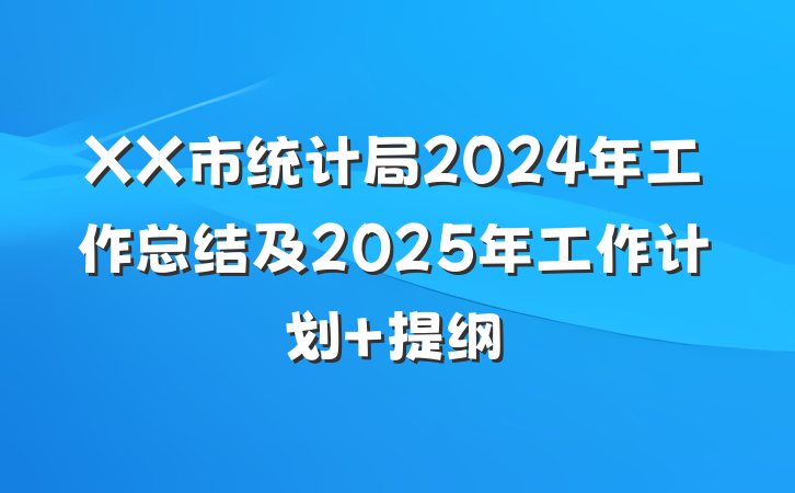 XX市统计局2024年工作总结及2025年工作计划 提纲