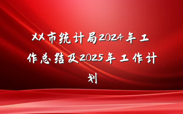 XX市统计局2024年工作总结及2025年工作计划