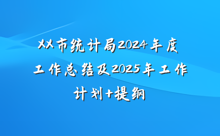 XX市统计局2024年度工作总结及2025年工作计划 提纲