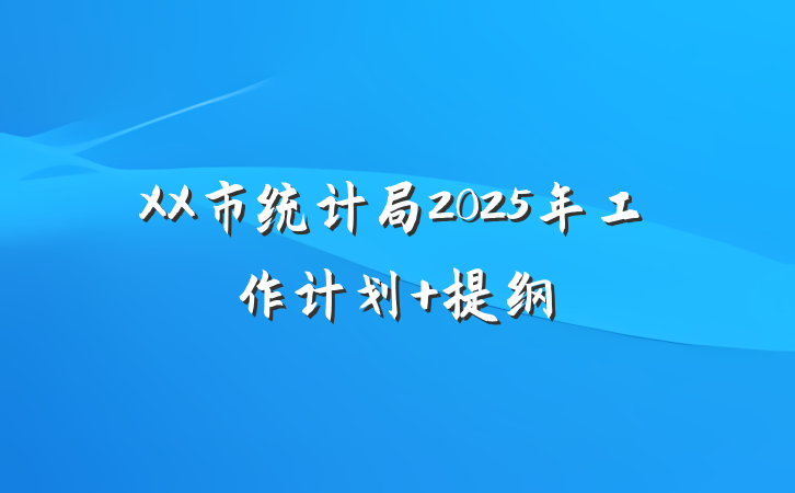 XX市统计局2025年工作计划 提纲