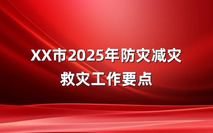 XX市2025年防灾减灾救灾工作要点