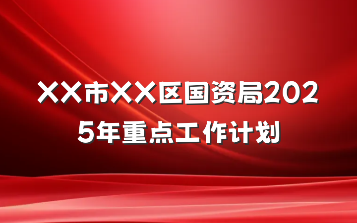 XX市XX区国资局2025年重点工作计划