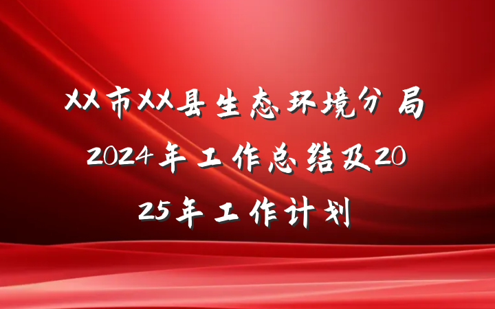 XX市XX县生态环境分局2024年工作总结及2025年工作计划