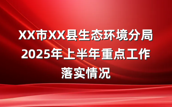 XX市XX县生态环境分局2025年上半年重点工作落实情况