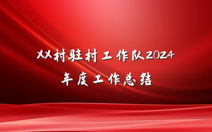 XX村驻村工作队2024年度工作总结