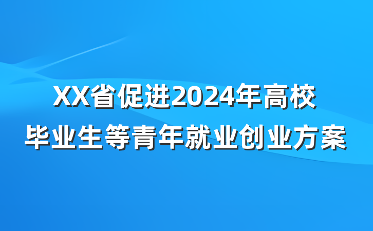 XX省促进2024年高校毕业生等青年就业创业方案