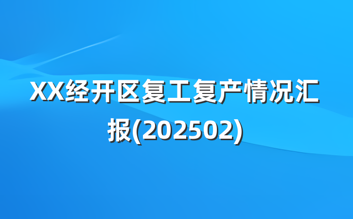 XX经开区复工复产情况汇报(202502)