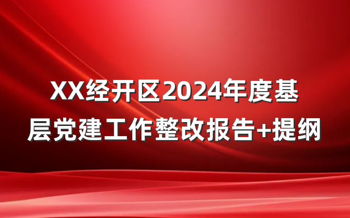 XX经开区2024年度基层党建工作整改报告 提纲