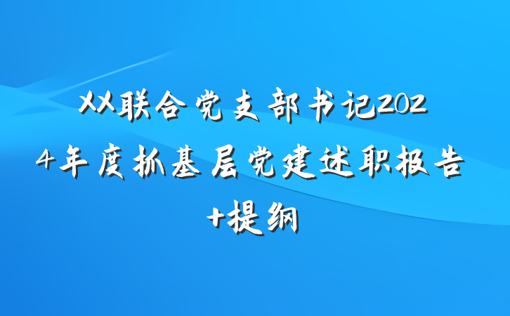 XX联合党支部书记2024年度抓基层党建述职报告 提纲