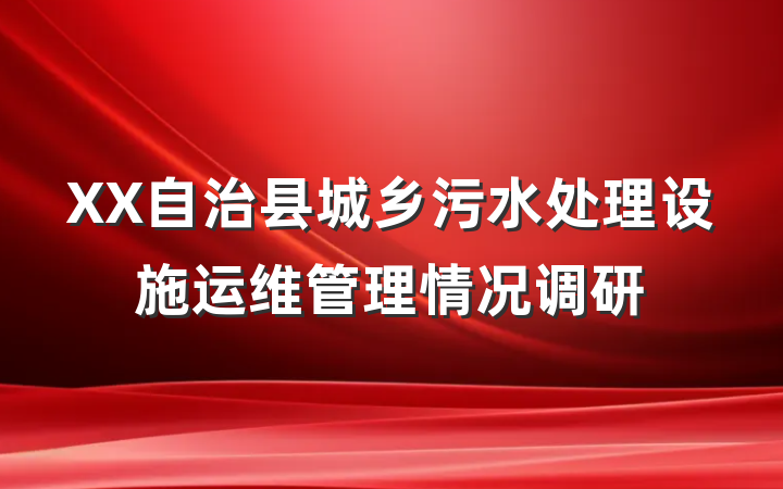 XX自治县城乡污水处理设施运维管理情况调研