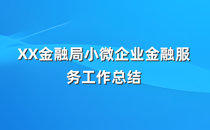 XX金融局小微企业金融服务工作总结