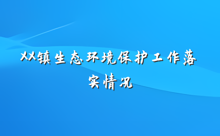 XX镇生态环境保护工作落实情况
