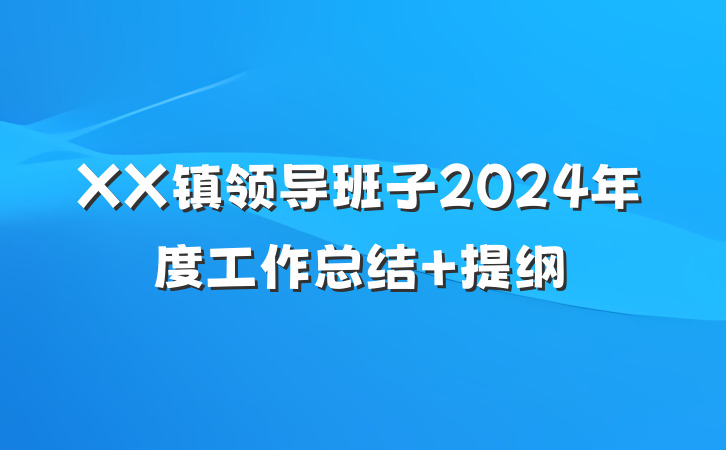 XX镇领导班子2024年度工作总结 提纲