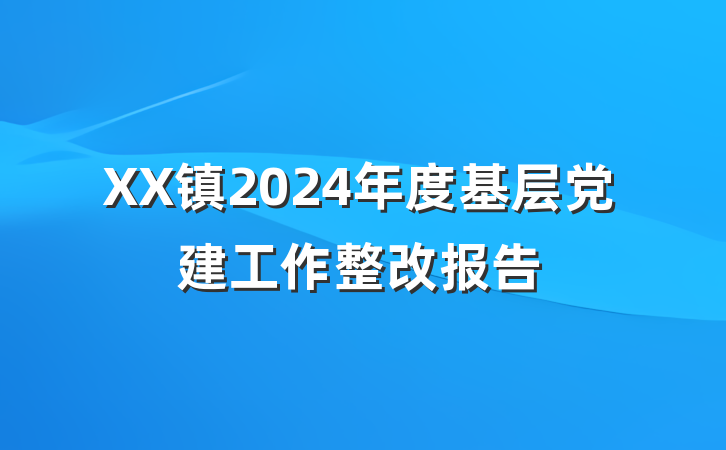 XX镇2024年度基层党建工作整改报告