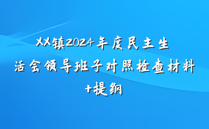 XX镇2024年度民主生活会领导班子对照检查材料 提纲