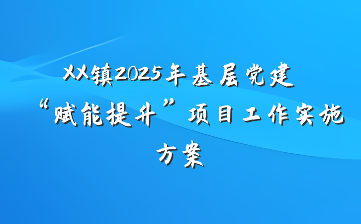 XX镇2025年基层党建“赋能提升”项目工作实施方案
