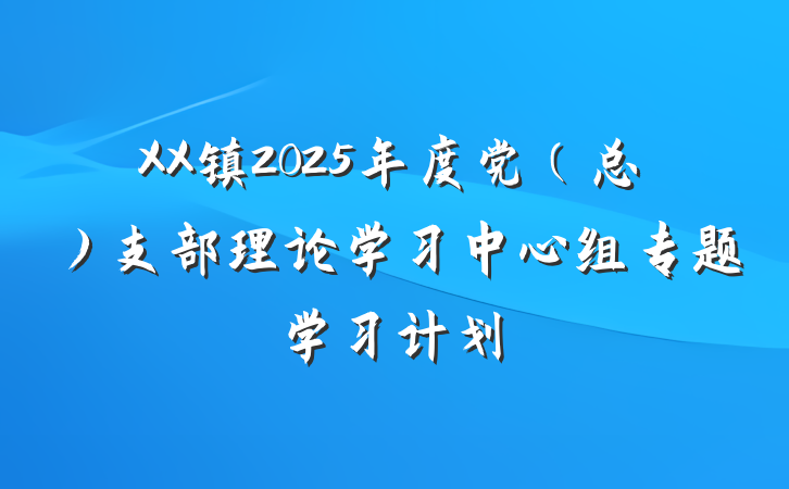 XX镇2025年度党（总）支部理论学习中心组专题学习计划