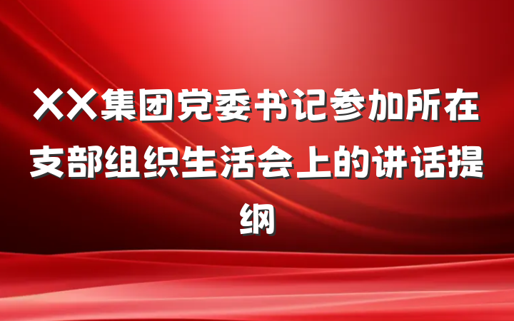 XX集团党委书记参加所在支部组织生活会上的讲话提纲