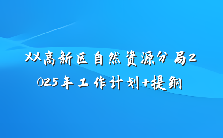 XX高新区自然资源分局2025年工作计划 提纲