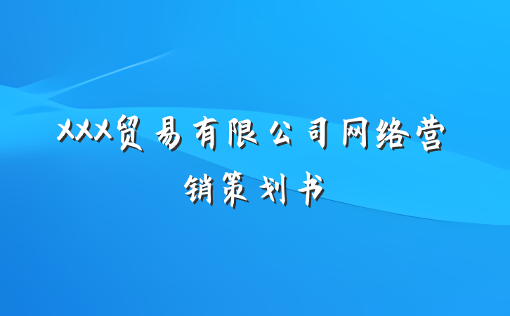 XXX贸易有限公司网络营销策划书