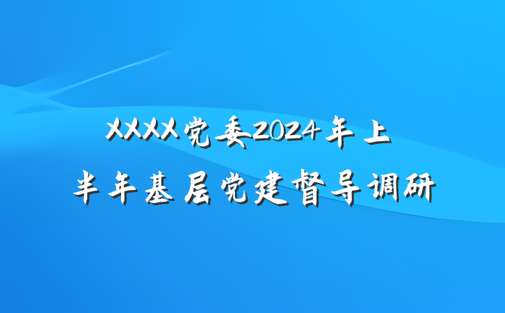 XXXX党委2024年上半年基层党建督导调研