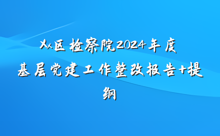 Xx区检察院2024年度基层党建工作整改报告 提纲