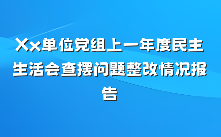 Xx单位党组上一年度民主生活会查摆问题整改情况报告