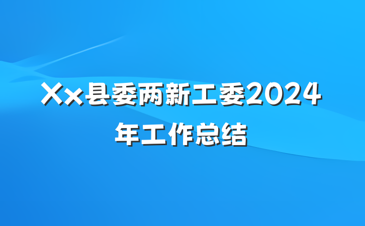 Xx县委两新工委2024年工作总结
