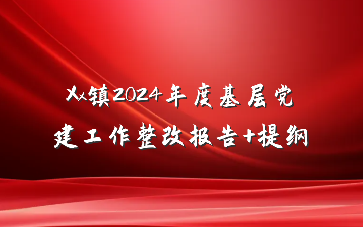 Xx镇2024年度基层党建工作整改报告 提纲