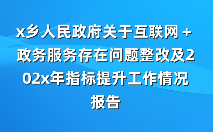 x乡人民政府关于互联网＋政务服务存在问题整改及202x年指标提升工作情况报告