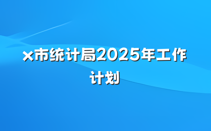 x市统计局2025年工作计划