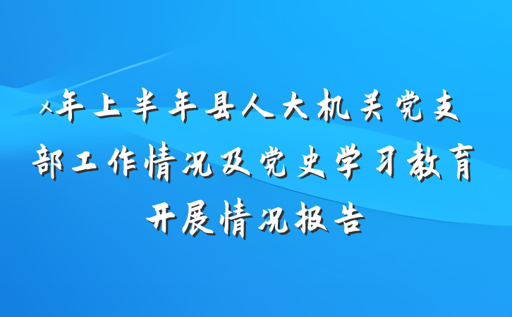 x年上半年县人大机关党支部工作情况及党史学习教育开展情况报告