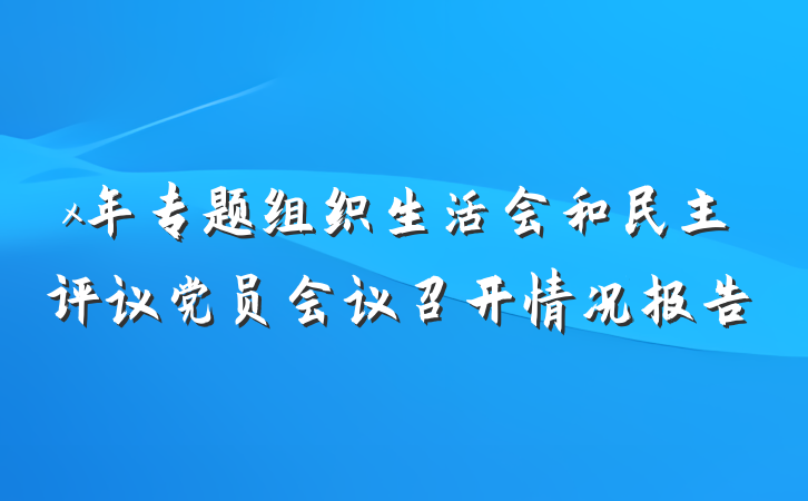 x年专题组织生活会和民主评议党员会议召开情况报告