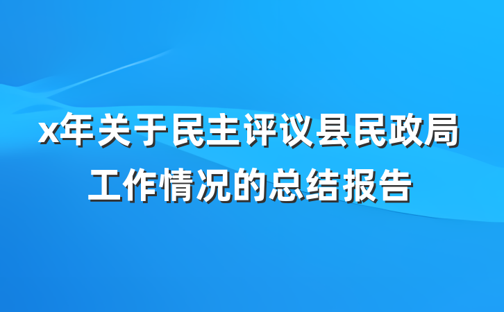 x年关于民主评议县民政局工作情况的总结报告