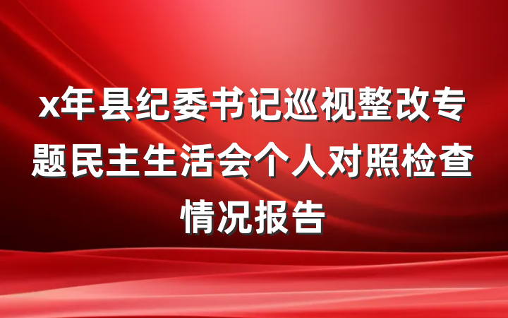 x年县纪委书记巡视整改专题民主生活会个人对照检查情况报告
