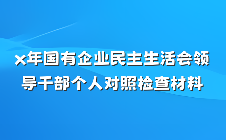 x年国有企业民主生活会领导干部个人对照检查材料