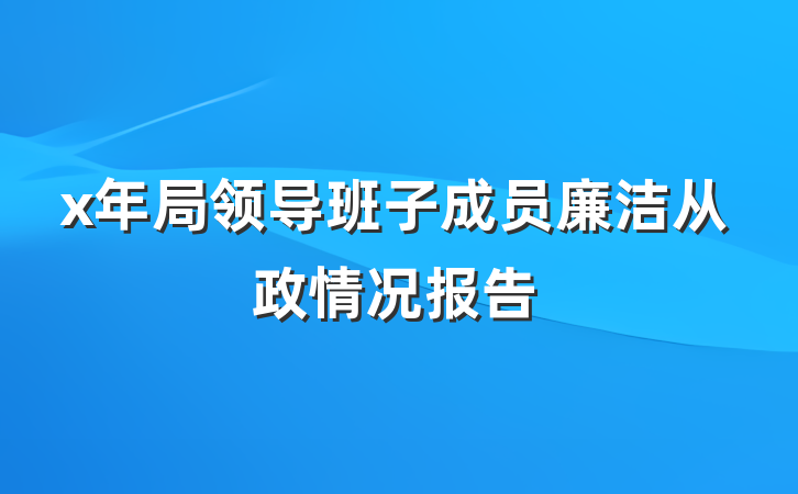 x年局领导班子成员廉洁从政情况报告